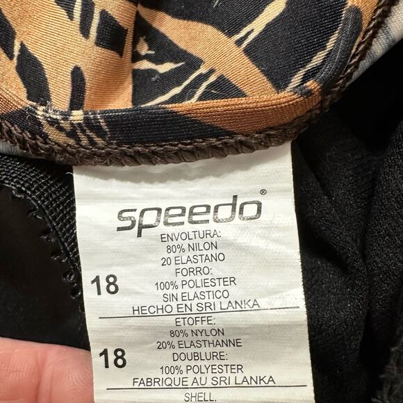 Speedo Leopard Print Halter Style One Piece Swimsuit Wrap Twist Front Womens 18 - Picture 2 of 13